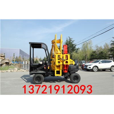 公路护栏打桩机 小四轮护栏打桩机 
