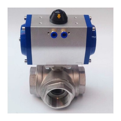 不锈钢气动内螺纹三通球阀 厂家Q614